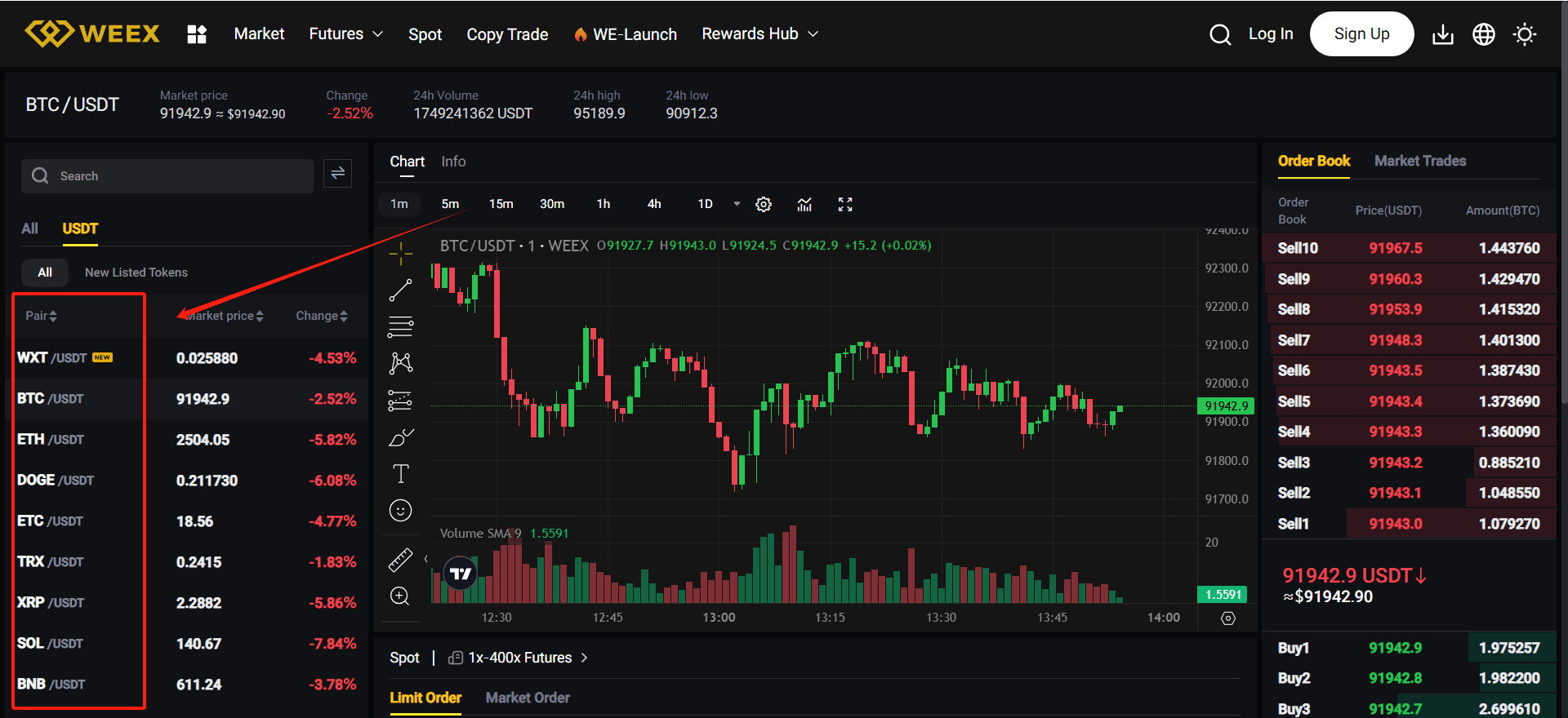 Choose a Trading Pair