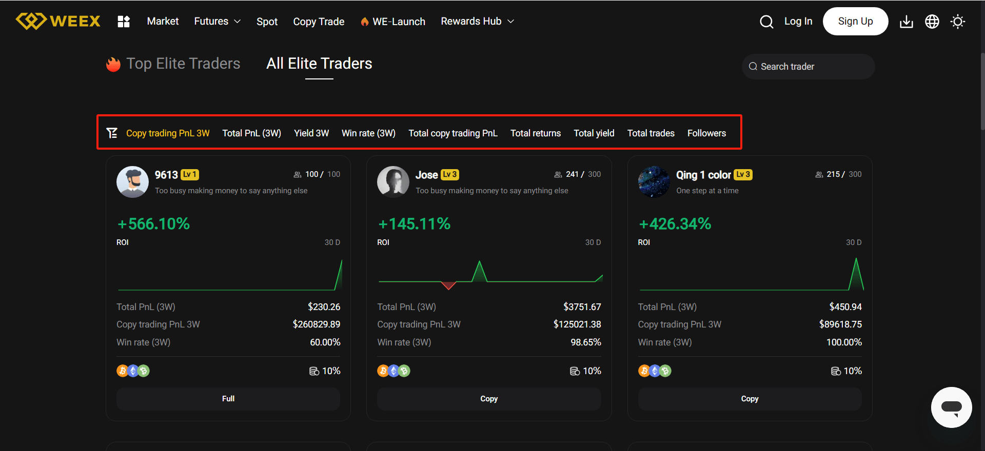 Choose a Copy Trader on WEEX