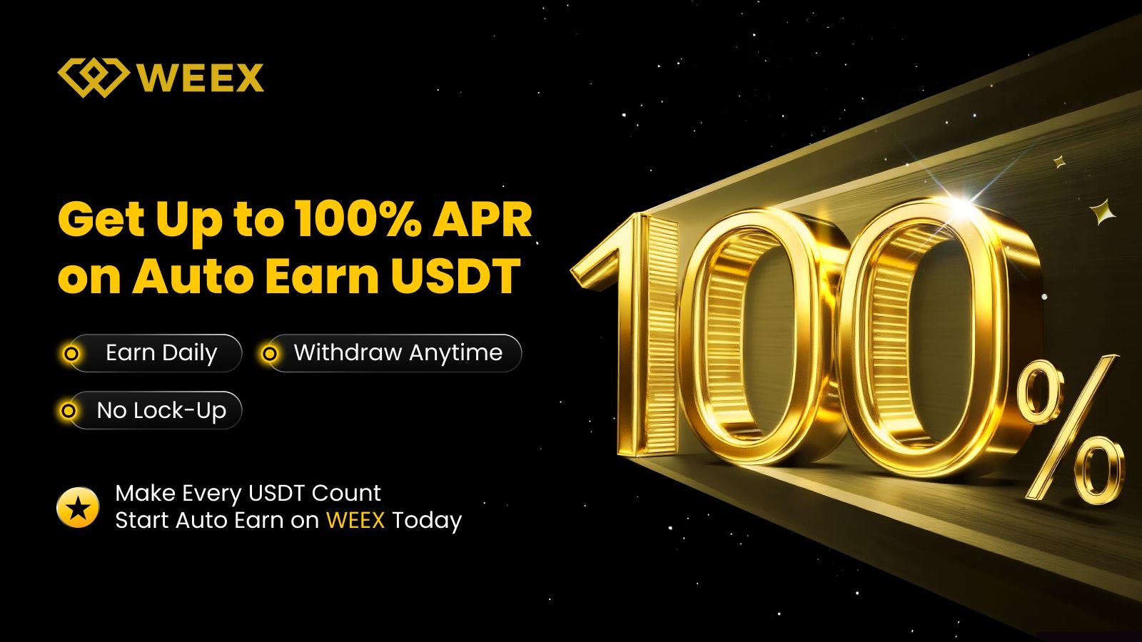 在WEEX自动赚取USDT时获得高达100%的APR