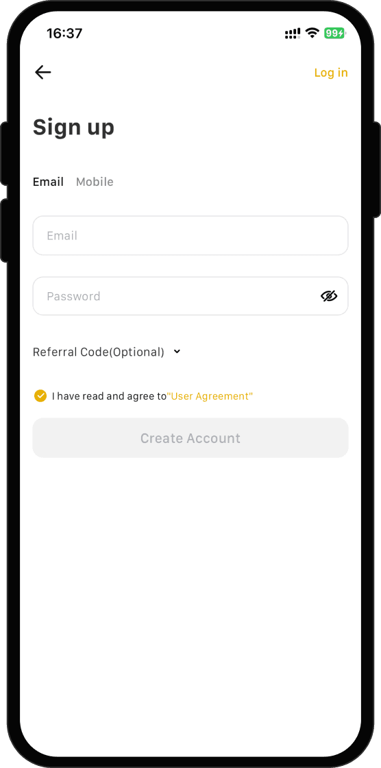 Sign Up or Log In to WEEX by phone
