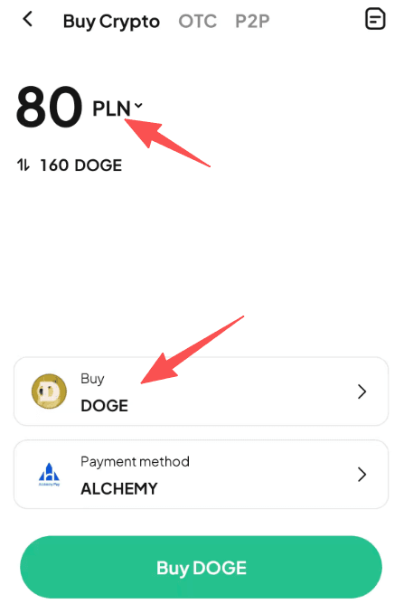 Step2:How to Buy DOGE with PLN on WEEX OTC? APP Version